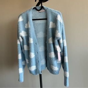 Crave Fame Juniors' Cloud Button-Up Eyelash Cardigan